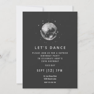 Cool black disco danse anniversaire invitation