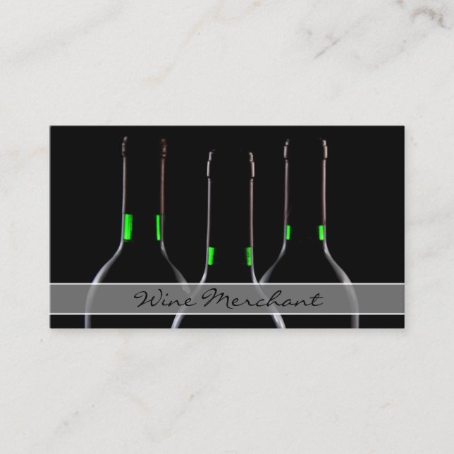 Cool Black Modern Wine Bottle Carte de visite phot (Devant)