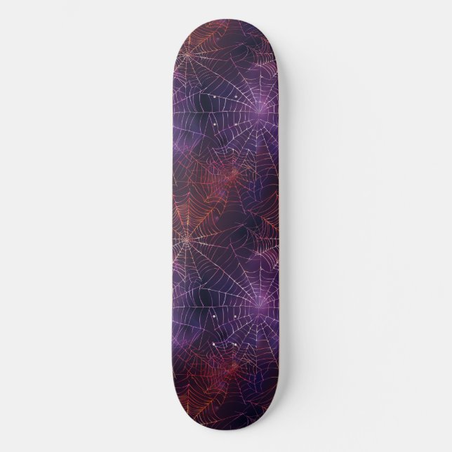 Cool Black violet Red Spider Web Design Skateboard (Recto)