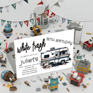 Cool blanc poubelle 30E invitations d'anniversaire