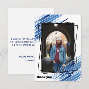 Cool Bleu Abstrait Photo Carte de remerciements