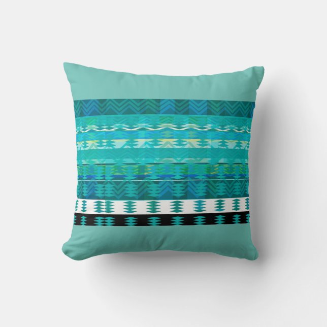 cool bleu coussin art abstrait design motif (Recto)