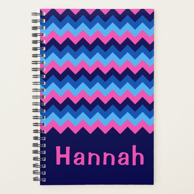 Cool bleu rose Chevron Monogramme petit planificat (Devant)