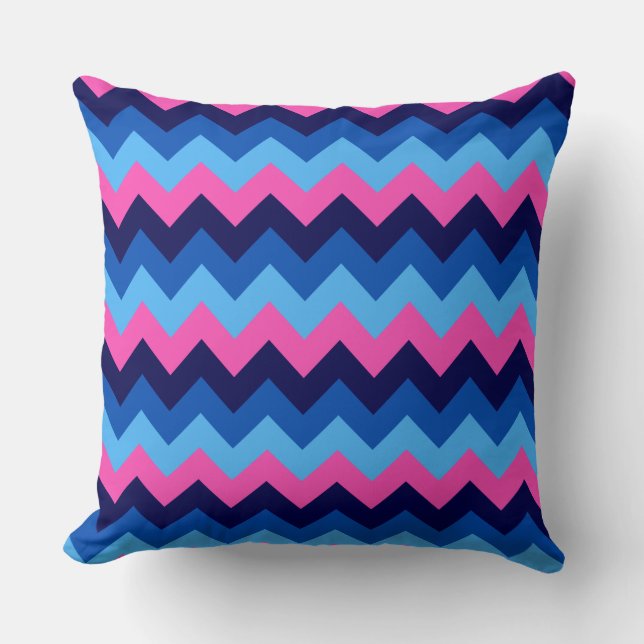 Cool bleu rose Chevron Motif gros oreiller à lance (Recto)