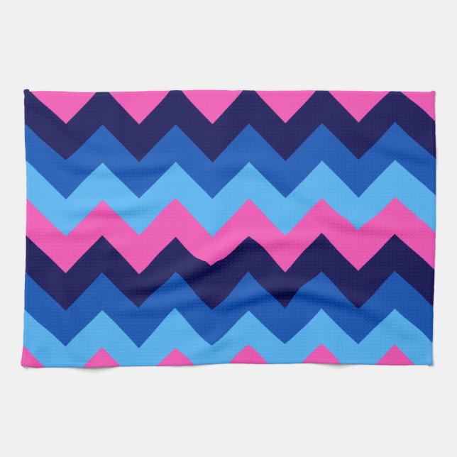 Cool bleu rose Chevron Motif serviette de cuisine (Horizontal)