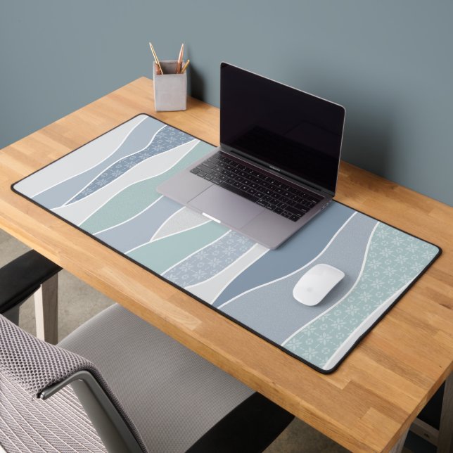 Cool Bleu Vert Bleu Bleu Grandes courbes Abstraite (Bureau 2)