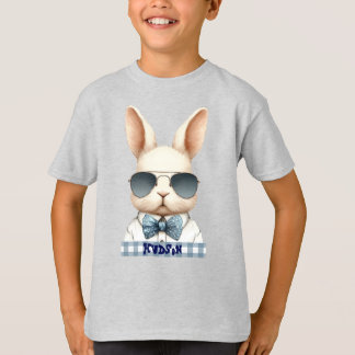 Cool Blue Bowtie Bunny de Pâques T-shirt personnal