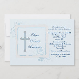 Cool Blue Flat Invitation religieuse