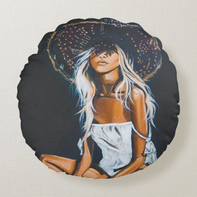 Cool Boho thème Coton Round Coussin (Devant)