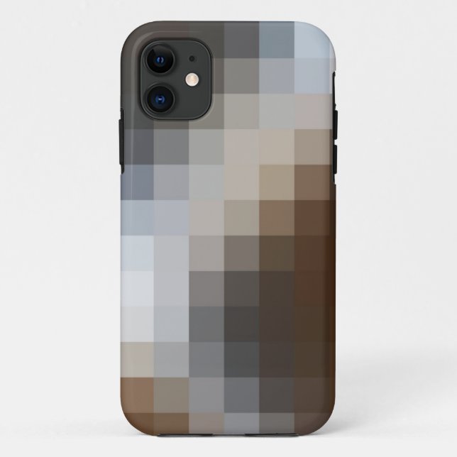 Cool Brown et gris Mosaïque Motif iphone 11 Coque (Dos)
