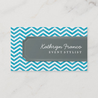 cool carte de visite chevron rayé gris turquoise