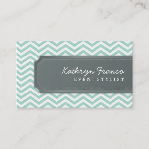 cool carte de visite chevron rayé menthe vert gris