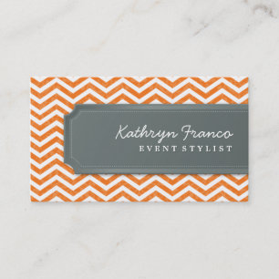 cool carte de visite chevron rayé orange gris