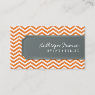 cool carte de visite chevron rayé orange gris