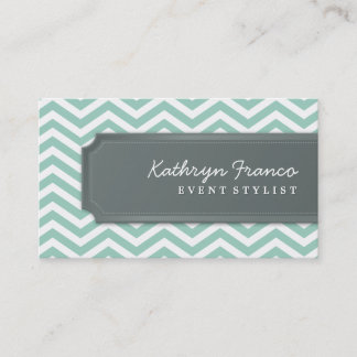 cool carte de visite chevron rayé vert pâle gris