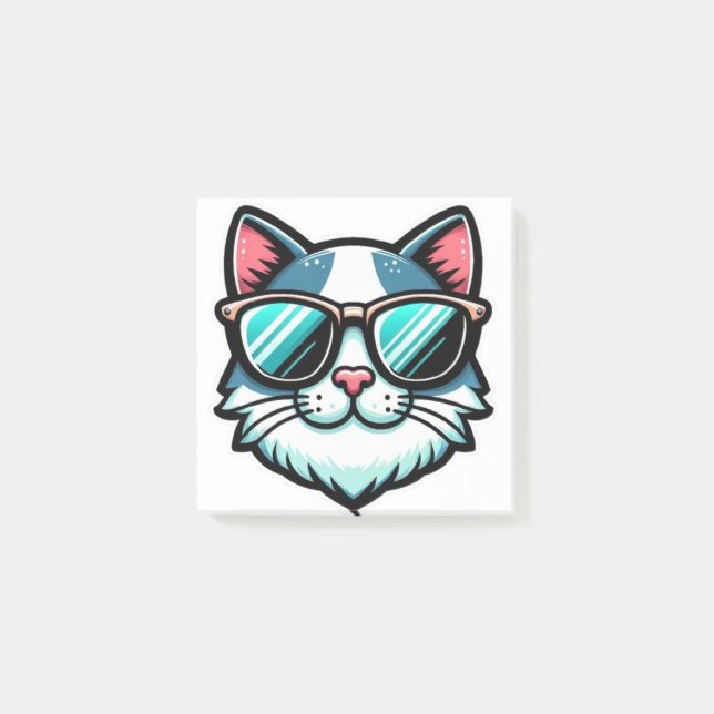 Cool Cat Post-it® Notes – Stylish Feline Memo Pads (Devant)