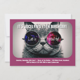 Cool Chat Anniversaire Fête Invitation