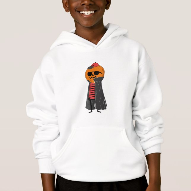 Cool Citrouille caractère Sweat - shirt à capuche  (Devant)
