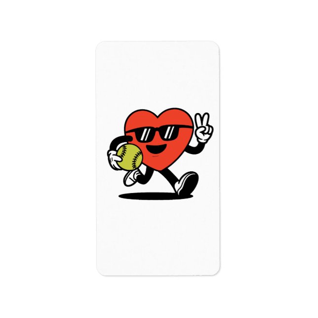 Cool Coeur Jouer Softball Sticker - Amusement et j (Devant)