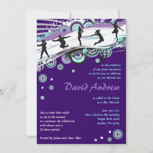 Cool Dance Party Bar Bat mitzvah Invitation juive