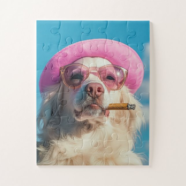 Cool Dog with Pink Hat Puzzle (Vertical)