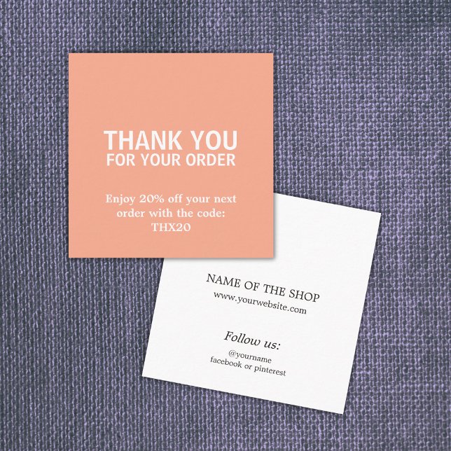 Cool Elegant Bold Salmon Thank You Card Coupon (Créateur téléchargé)