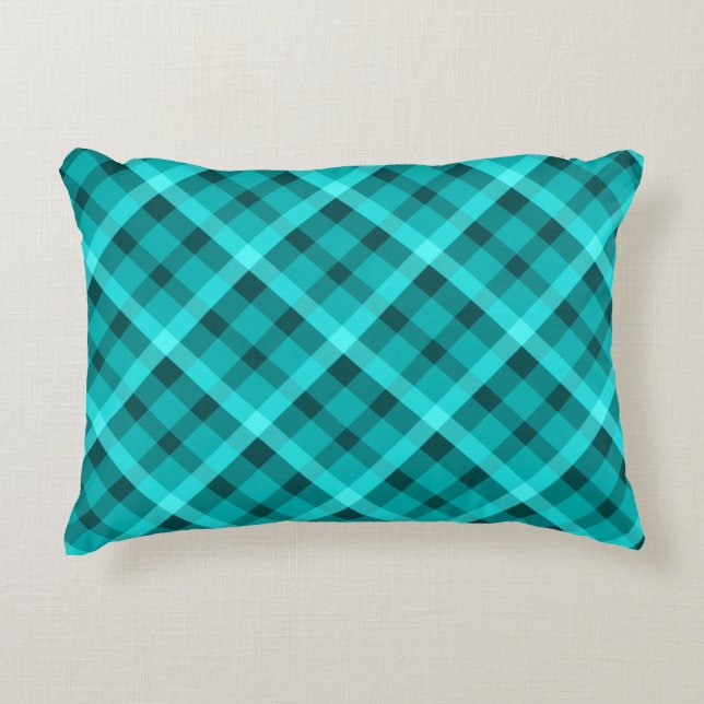 Cool Élégant Turquoise Plaid Coussin (Devant)