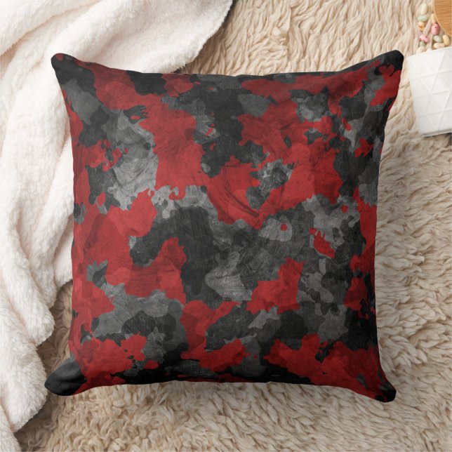 Cool en camo rouge foncé Coussin décoratif (Couverture)