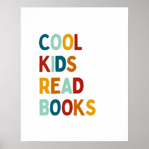Cool Enfants Lire des livres affiche colorée