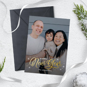 Cool Flakes Foil heureux Carte photo du Nouvel An