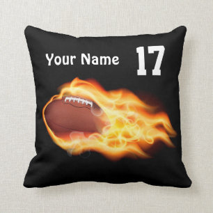 Cool Flaming Football Coussins NOM ET NUMÉRO