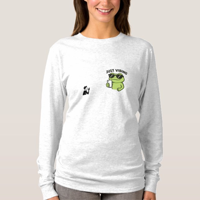 Cool Frog “Just Vibing” Funny T-Shirt (Devant)