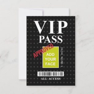 Cool fun noir et blanc personnalisable VIP Pass...