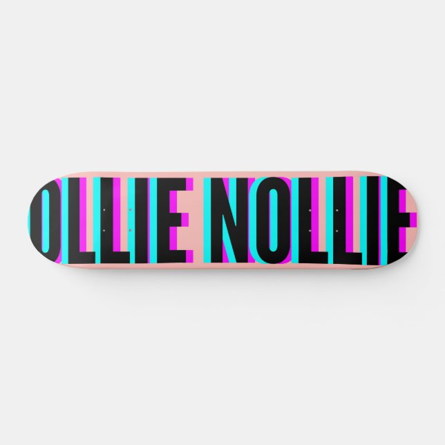 Cool Glitch Light Pink Ollie Nollie Skateboard (Horz)