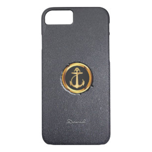 Cool Gold Ancre Black Stone iPhone 7 Coque