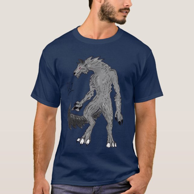 Cool Gray Werewolf aux yeux rouges T-shirt homme (Devant)