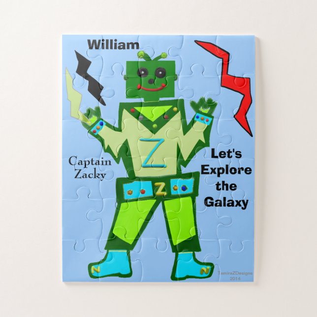Cool Green Robot Lightning Bolts Puzzle (Vertical)