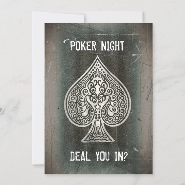 Cool Grunge Retro Poker Ace Of Spades Invitation (Devant)