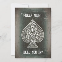 Cool Grunge Retro Poker Ace Of Spades Invitation