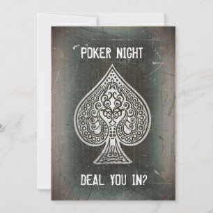 Cool Grunge Retro Poker Ace Of Spades Invitation