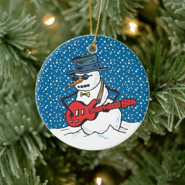Cool Guitariste Snowman Ornements (Arbre)