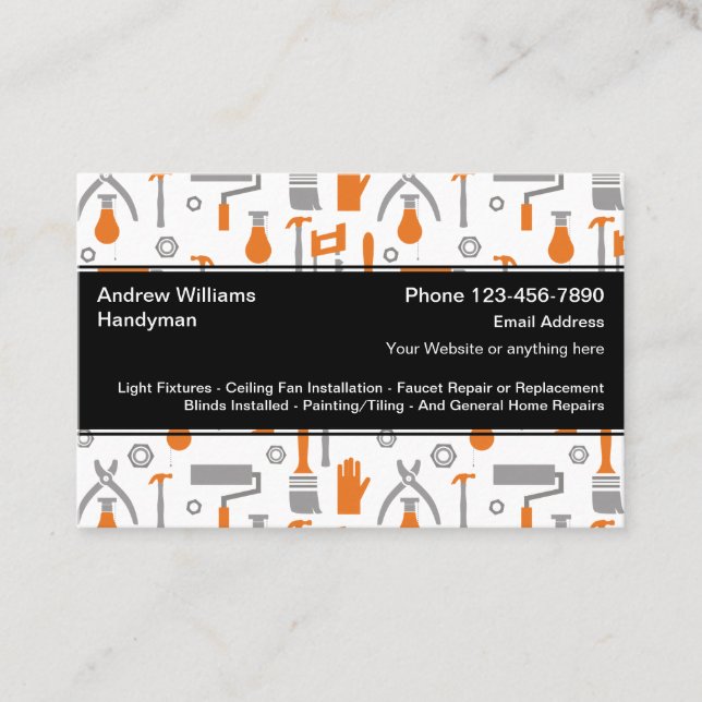 Cool Handyman Carte de visite unique (Devant)