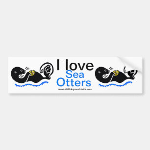 Cool I love Sea OTTERS - autocollant pare-chocs