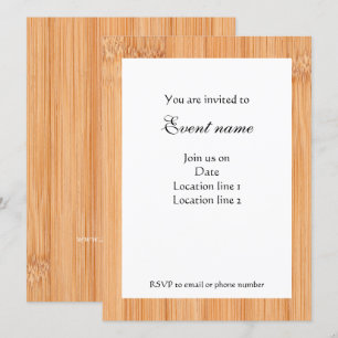 Cool imprimé bois de bambou brun clair Invitation