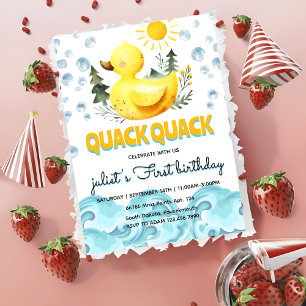 Cool jaune 1er canard en caoutchouc invitations d'