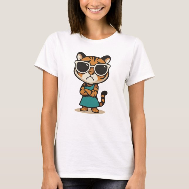 Cool Lady Tiger avec T-shirt Shades (Devant)