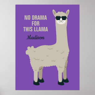 Cool Llama nom personnalisé, texte & affiches coul