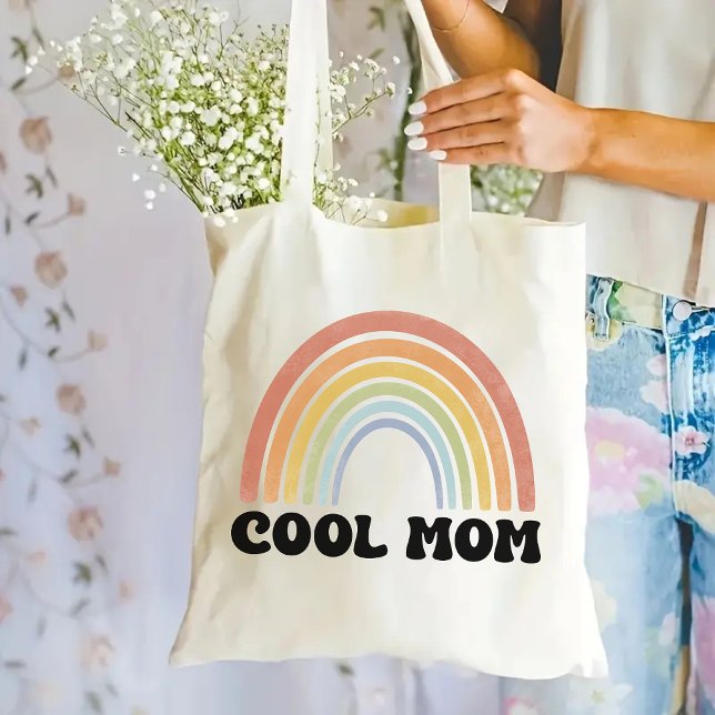 Cool Maman Sac fourre-tout arc-en-ciel, Retro Cade (cool mom tote, rainbow tote bag, retro mom gift, tote for mom, personalized tote for her, mother’s)