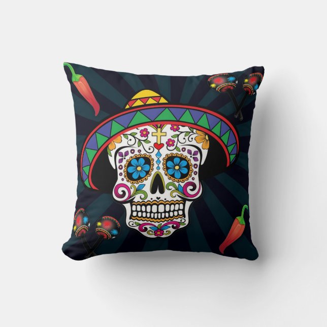 Cool mexicain Coussin crâne sucre (Recto)