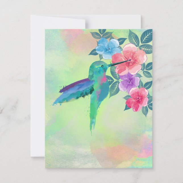 Cool mignon couleurs vives aquarelles colibri flor (Devant)